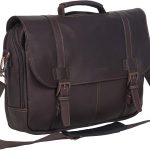 Kenneth Cole Reaction Show Business Full-Grain Colombian Leather Dual Compartment Flapover 15.6-inch Laptop Business Portfolio, Cognac